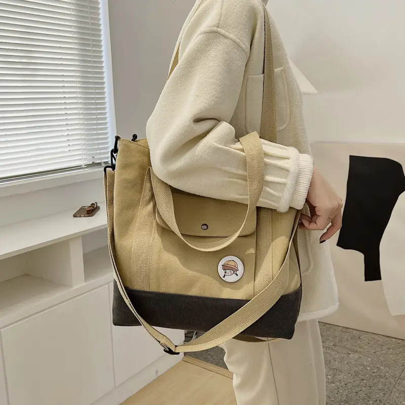 Women Big Canvas Shoulder Bags Large Capacity Portable Travel Handbag Tote Quality Thick Shopping Bag School Books Crossbody Bag