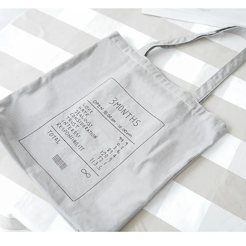 Women Cotton Canvas Grocery Shopping Bag Ladies Eco Gray Cloth Purse Shoulder Bag Female Foldable Reusable Handbag Books Tote