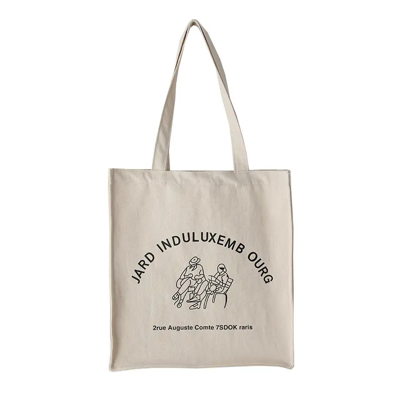 Women Large Canvas Bag  Jardin du Luxembourg Cotton Cloth Shoulder Bag French Letter Print Big Handbag Casual Tote Shopping Bags