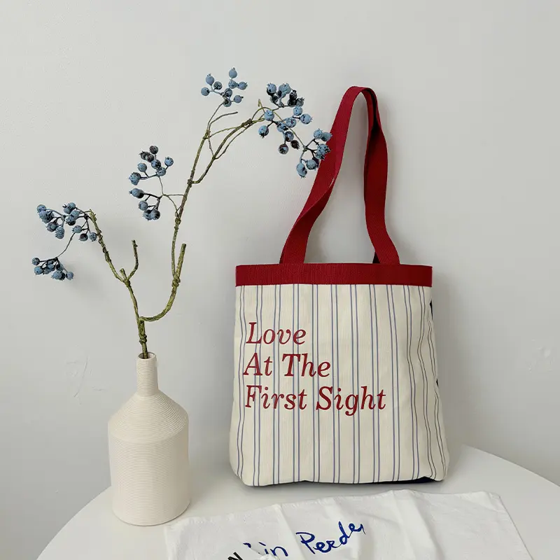 Love At First Sight Women Canvas Shoulder Bags Ladies Grocery Shopping Bag Cotton Cloth Purse Handbag Student Cute Books Tote