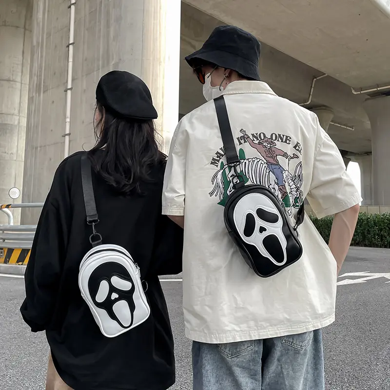 Funny Skull Women Men Unisex Chest Bag Couple Cross Body Backpack Shoulder Sling Bag CrossBody Messenger Bag Small Handbag Purse
