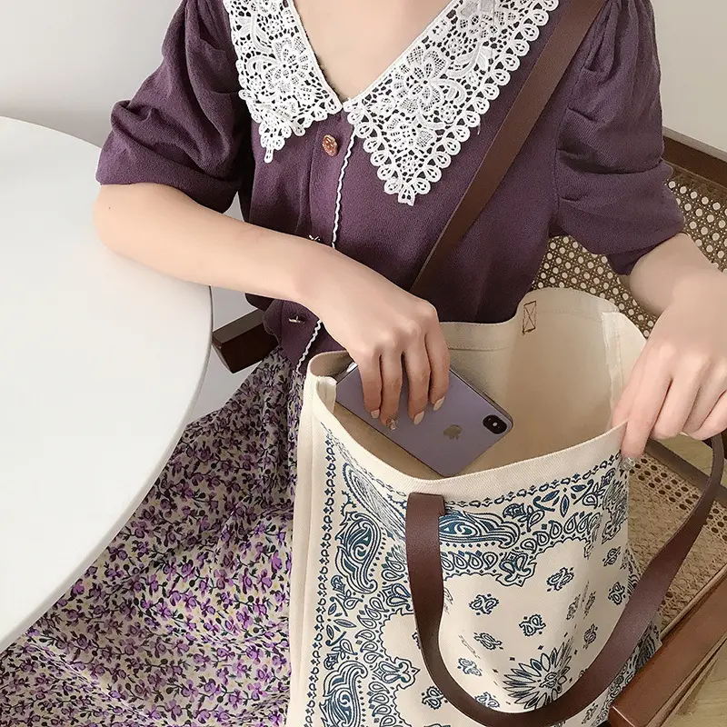 Original Patterns Women Thick Canvas Shoulder Bags Big Casual Tote Cotton Cloth Books Handbag Eco Large Shopping Bags For Girls
