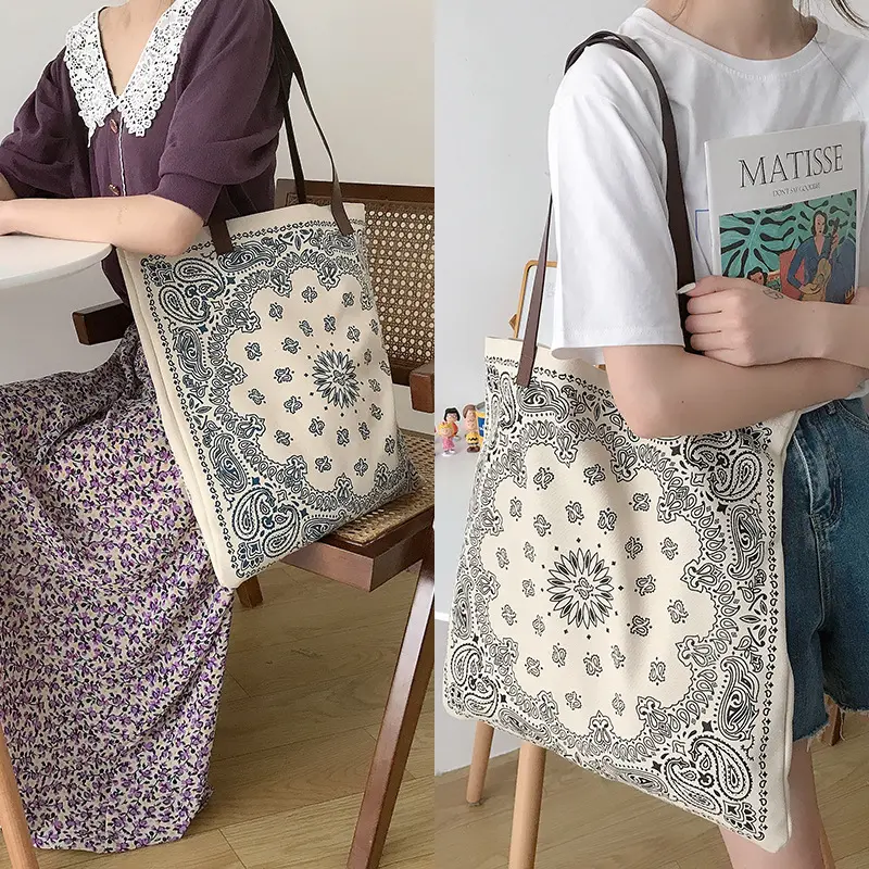 Original Patterns Women Thick Canvas Shoulder Bags Big Casual Tote Cotton Cloth Books Handbag Eco Large Shopping Bags For Girls