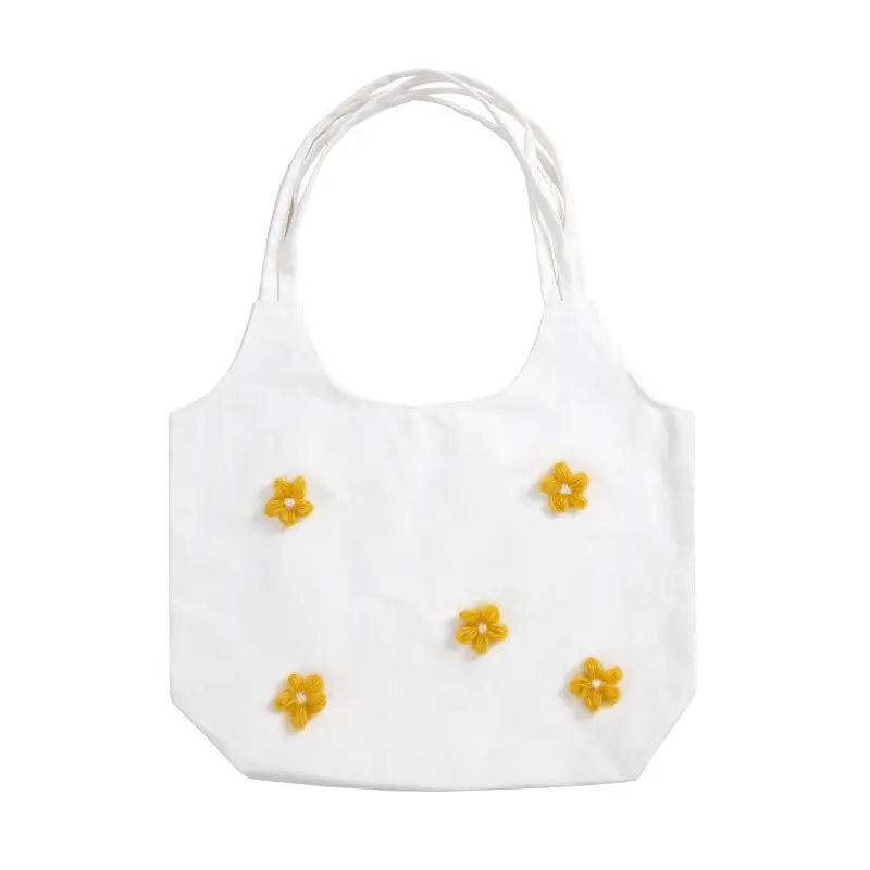 Women Canvas Shoulder Bag Bright Daisies Cotton Cloth Handbag Female Flower Casual Totes Large Capacity Shopping Bags For Girls