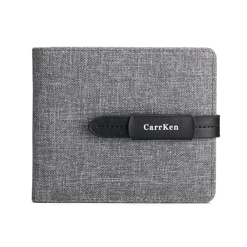 Men Fashion Slim Wallets Small Nylon Cloth Wallet Three-Fold Men Money Purse Short Male Wallet Card Holder Strap Money Clip