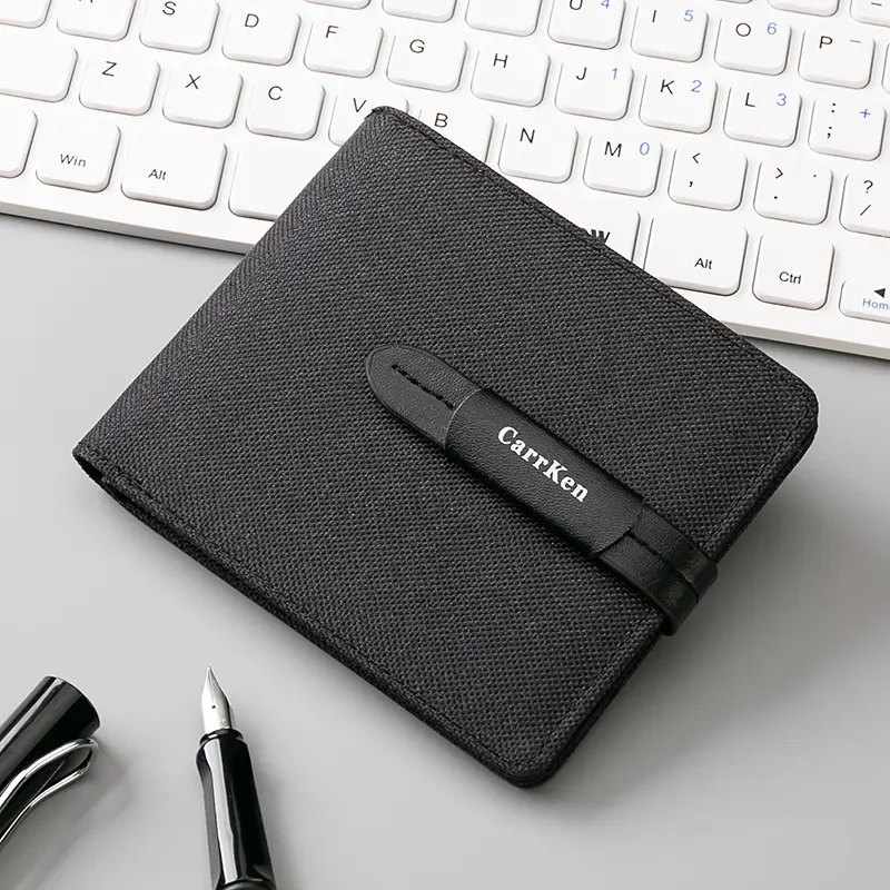 Men Fashion Slim Wallets Small Nylon Cloth Wallet Three-Fold Men Money Purse Short Male Wallet Card Holder Strap Money Clip