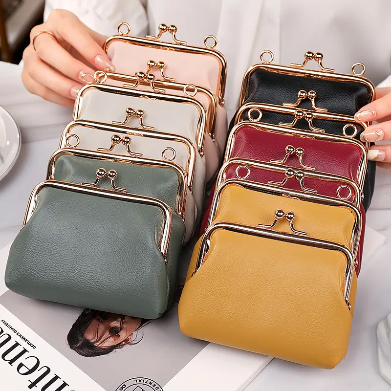 2022 New Fashion Women Coin Purses with Pearl Shoulder Strap Large Capacity Retro Leather Female Wallet Card Holder Money Bag