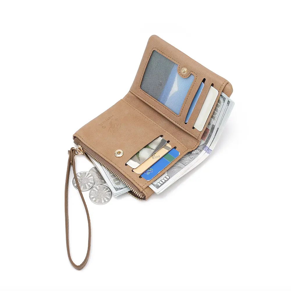 Women Short Wallet Cute Giraffe Design Girls Zipper Coin Purse Lady ID & Credit Card Holder Quality PU Leather Small Clutch Bag