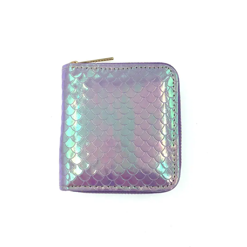 4-Color Fashion Mermaid Pattern Women Wallet PU Leather Cute Short Coin Purses Female ID Credit Card Holder Zipper Clutch