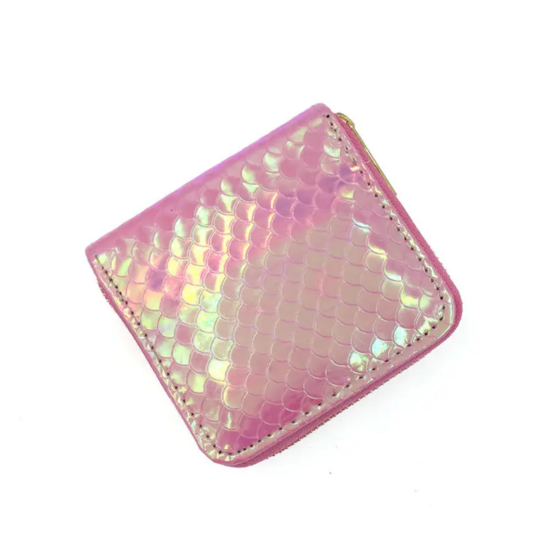 4-Color Fashion Mermaid Pattern Women Wallet PU Leather Cute Short Coin Purses Female ID Credit Card Holder Zipper Clutch