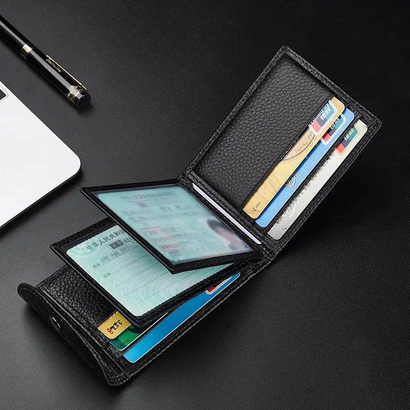Ultra-Thin Genuine Leather Driver's License Case Men's Small Short Wallets Purses Multi-Slot Credit Bank ID Card Holder Package