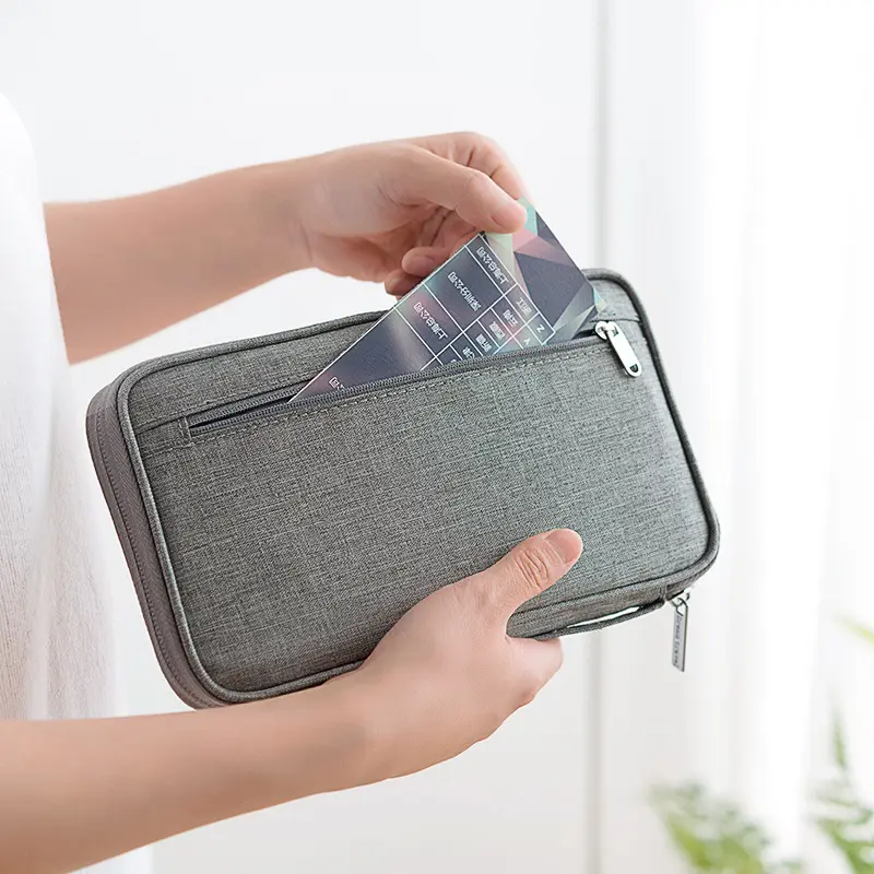 Men & Women Multifunctional Passport Wallet Credit Card Holder Long Zipper Organizer Wallets Coin Purse Travel Money Clutch Bag