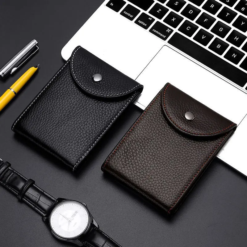 Ultra-Thin Genuine Leather Driver's License Case Men's Small Short Wallets Purses Multi-Slot Credit Bank ID Card Holder Package