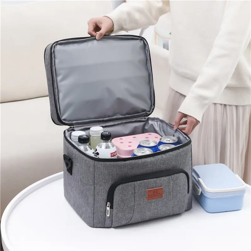 Double Layer Insulated Heat Lunch Bag Food Thermal Bento Bags Oxford Cloth Portable Storage Tote Shoulder Crossbody Handbags