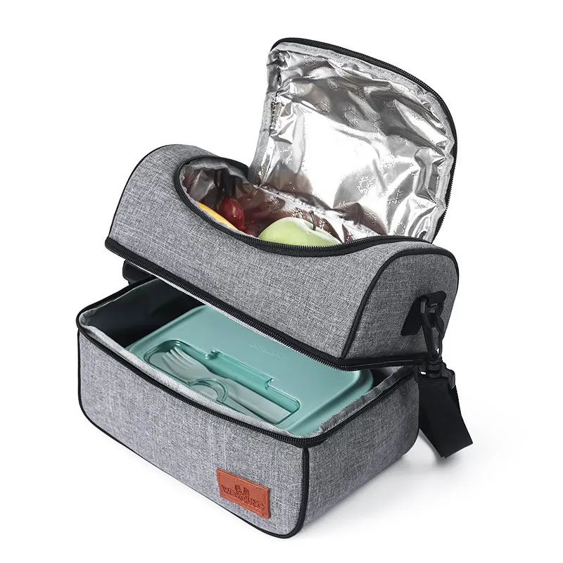 Single/Durable Layer Waterproof Thermal Lunch Bag Large Capacity Portable Picnic Food Insulated Cooler Bag with Shoulder Strap