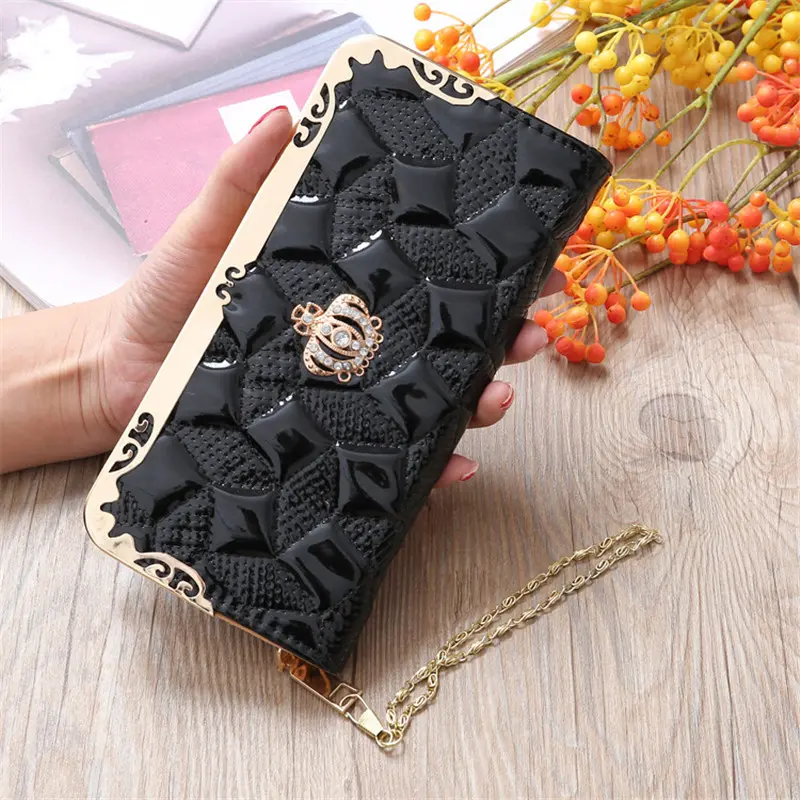 Women Girls Long Wallets Ladies Crown PU Leather Zipper Coin Purses Large Capacity Female Clutch Phone Money Card Holder