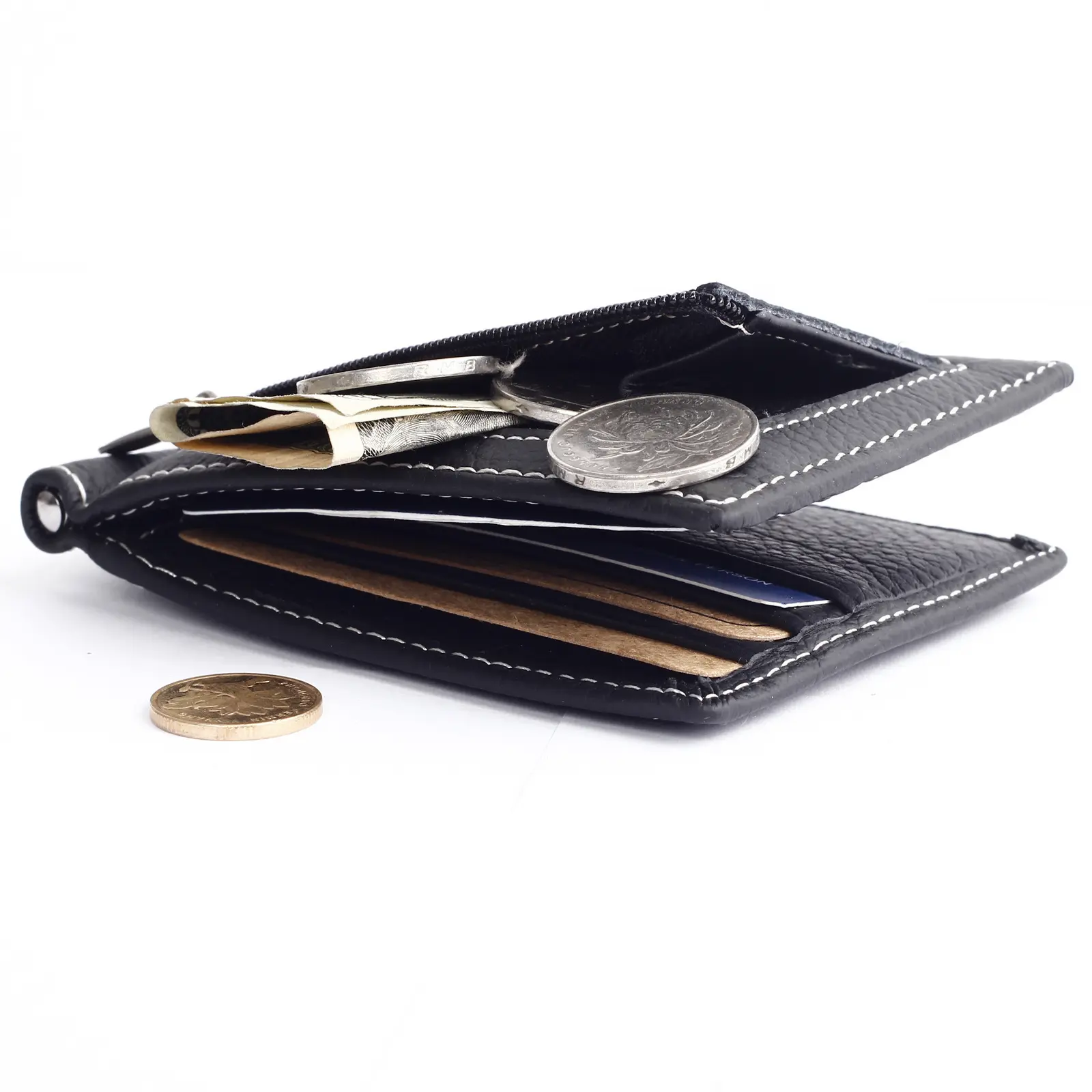 Real Leather Wallet Card Holder for Men Ultra-thin Dollar Money Clip Multifunctional Coin Purse Luxury Bill Storage Package Man