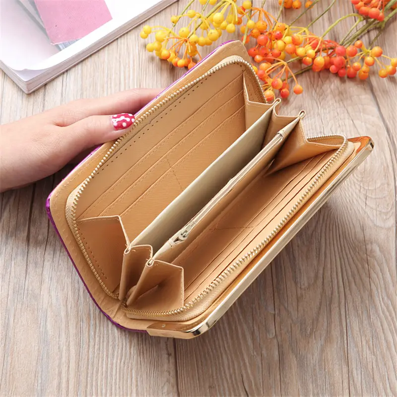 Women Girls Long Wallets Ladies Crown PU Leather Zipper Coin Purses Large Capacity Female Clutch Phone Money Card Holder