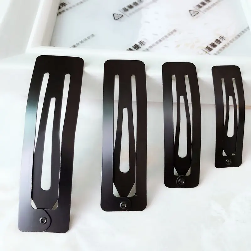 10Pcs Rectangle Women BB Hair Clips Accessories Handmade Hairpins Suit Girls Alloy Snap Hairgrips Simple Black Barrettes