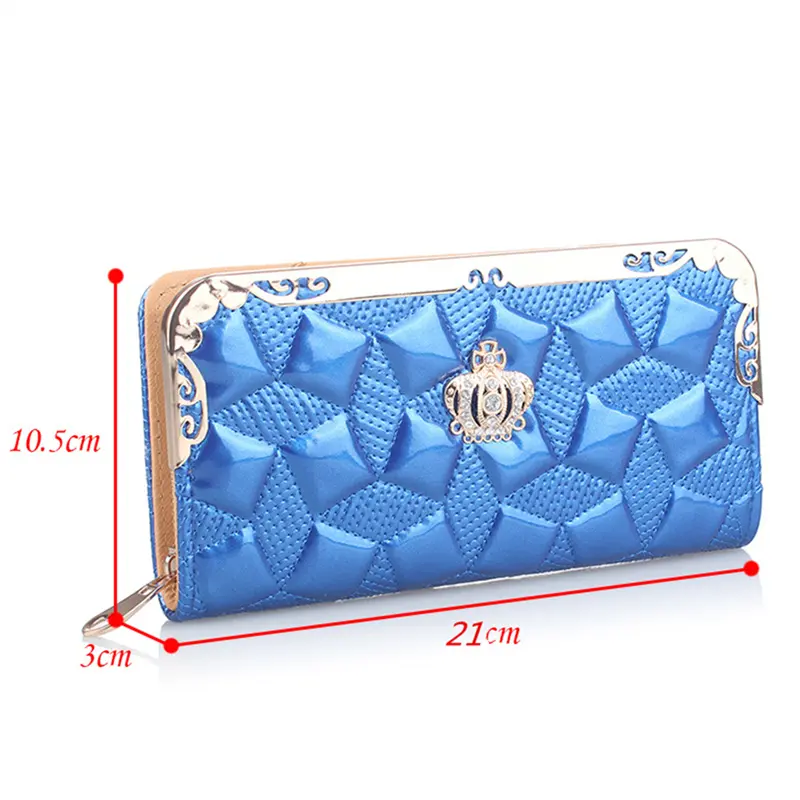 Women Girls Long Wallets Ladies Crown PU Leather Zipper Coin Purses Large Capacity Female Clutch Phone Money Card Holder