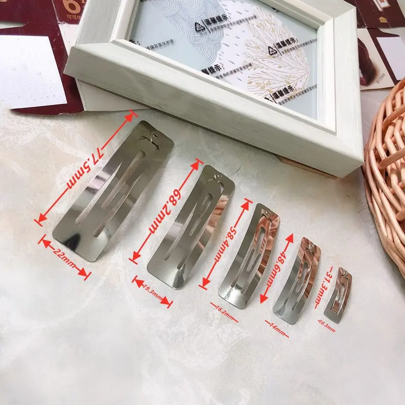 10Pcs Rectangle Women BB Hair Clips Accessories Handmade Hairpins Suit Girls Alloy Snap Hairgrips Simple Black Barrettes