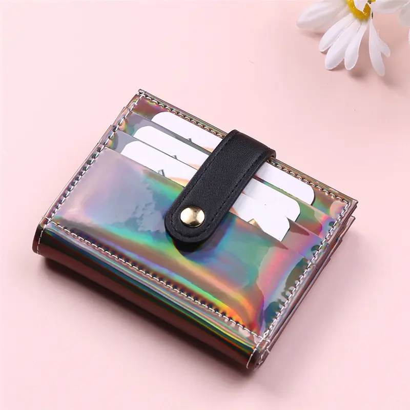 2022 New Women's Laser Short Wallets Fashion Leather Small Coin Purses Female Money Clip Hasp Clutch Bag Credit Card Holder