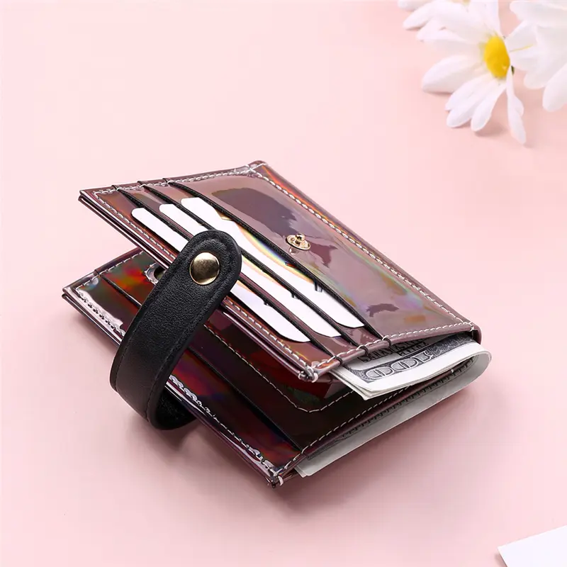 2022 New Women's Laser Short Wallets Fashion Leather Small Coin Purses Female Money Clip Hasp Clutch Bag Credit Card Holder