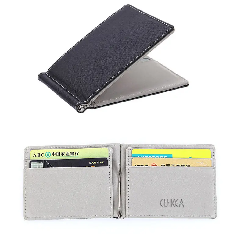 Slim Pu Leather Money Clip  Multi-card Holder Dollar Clips Men's Wallet Business Credit Card Solt Coin Purse Case for Cash