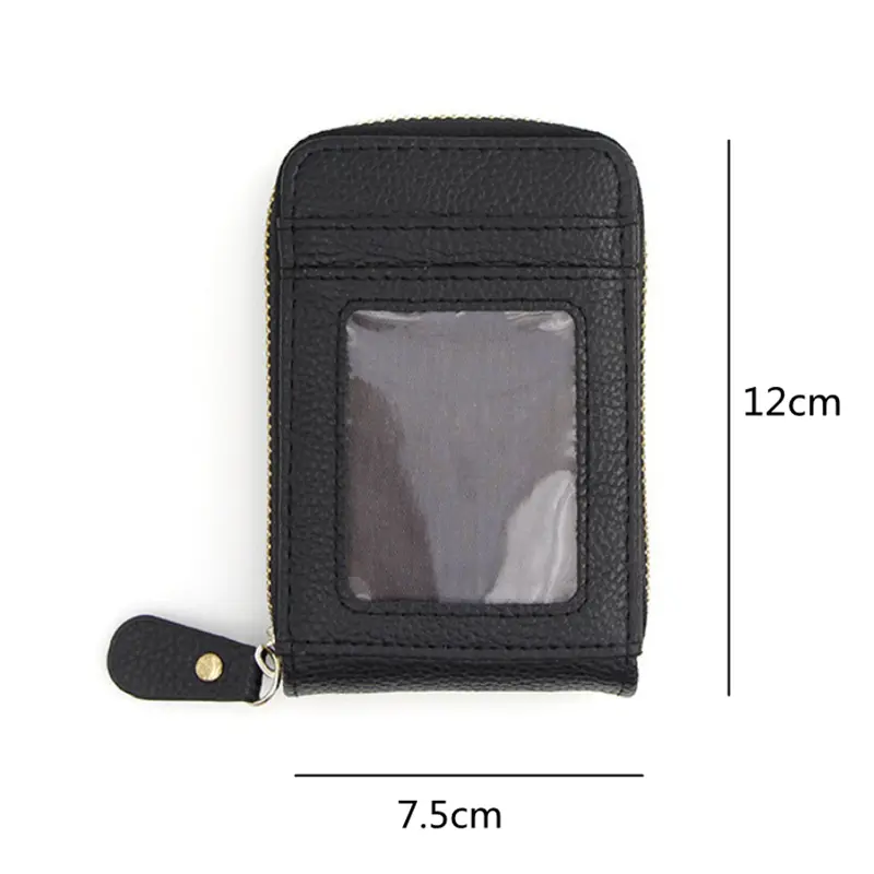 Vintage PU Leather Business Credit Card Holder RFID Blocking Zipper Women Men Wallet Pocket Organizer Money Bag Coin Purse Clip