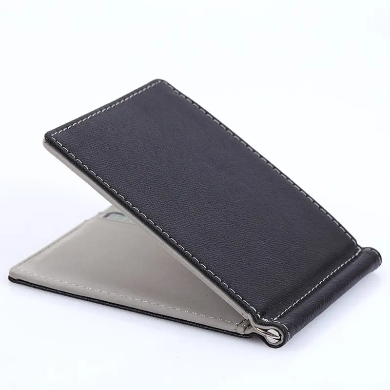 Slim Pu Leather Money Clip  Multi-card Holder Dollar Clips Men's Wallet Business Credit Card Solt Coin Purse Case for Cash