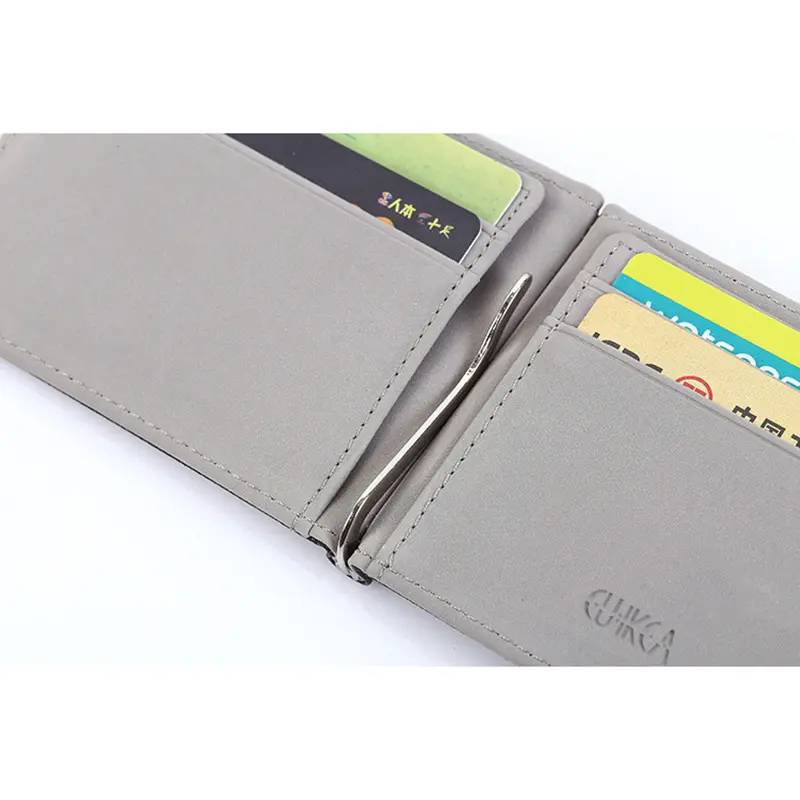Slim Pu Leather Money Clip  Multi-card Holder Dollar Clips Men's Wallet Business Credit Card Solt Coin Purse Case for Cash