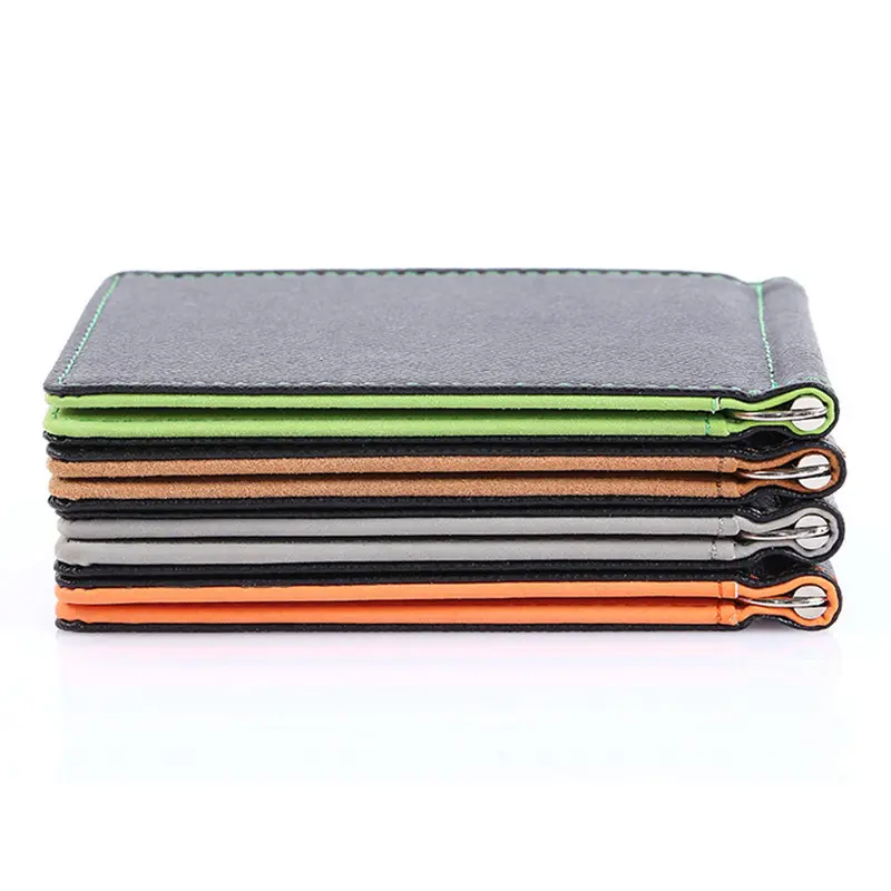 Slim Pu Leather Money Clip  Multi-card Holder Dollar Clips Men's Wallet Business Credit Card Solt Coin Purse Case for Cash