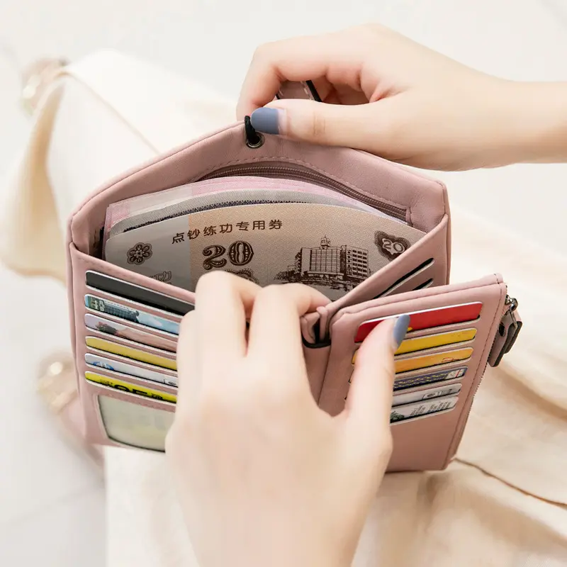 Women's Long Matte Wallet Solid Color Zipper Buckle Large-capacity Portable Handbag Female Clutch Coin Purse Card Holder