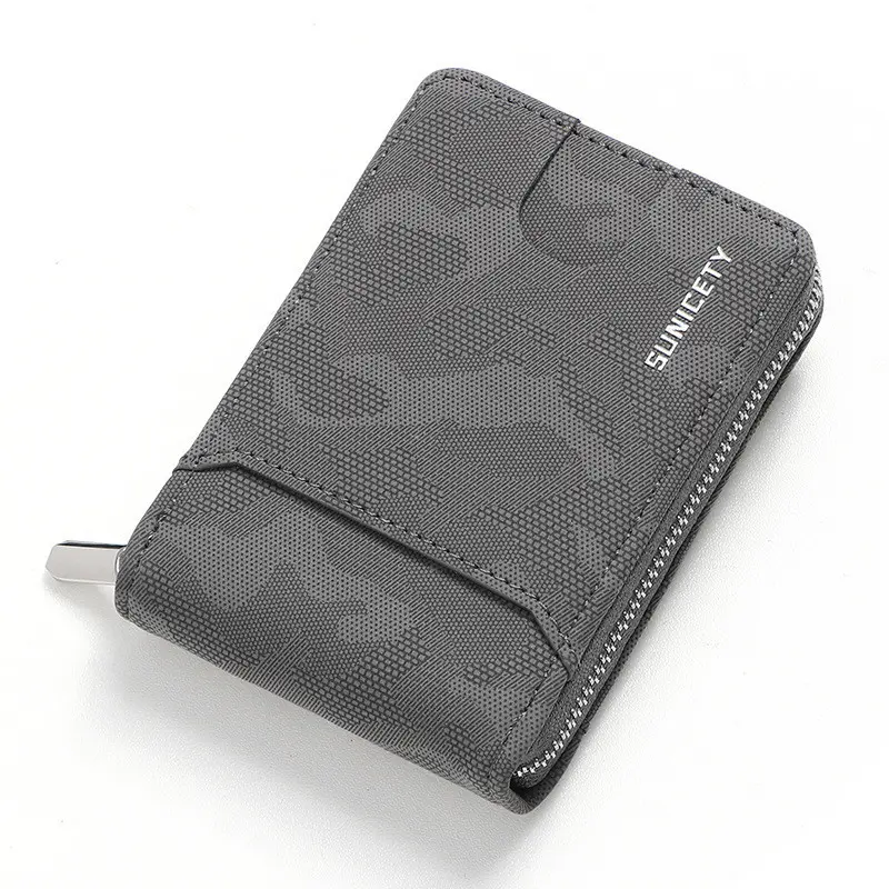 RFID Zipper Multi-slot Card Holder Casual Men's Organ Short Wallets PU Camouflage Leather Bussiness ID Credit Card Case Package