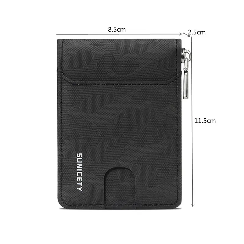 RFID Zipper Multi-slot Card Holder Casual Men's Organ Short Wallets PU Camouflage Leather Bussiness ID Credit Card Case Package