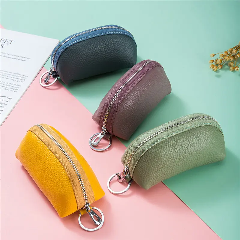 Soft Cowhide Leather Women's Small Coin Purses Short Mini Female Wallets Money Car Key Bag Pouch Case Credit Card Holder