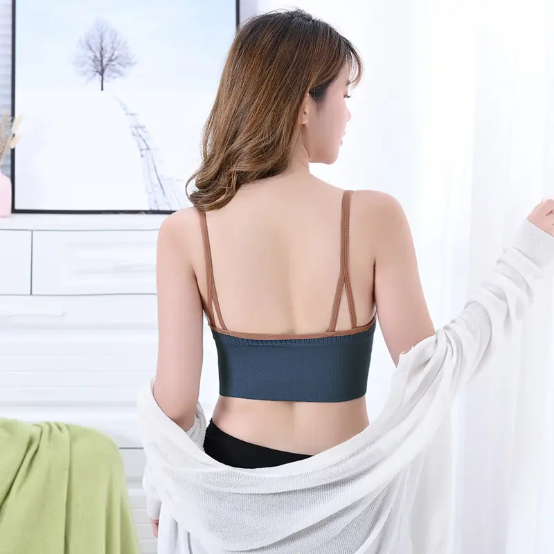 Summer Sexy Bras For Women Deep V Front Zipper Beautiful Back Wrapped Chest Lingerie Sports Tank Top Anti-glare Camisole