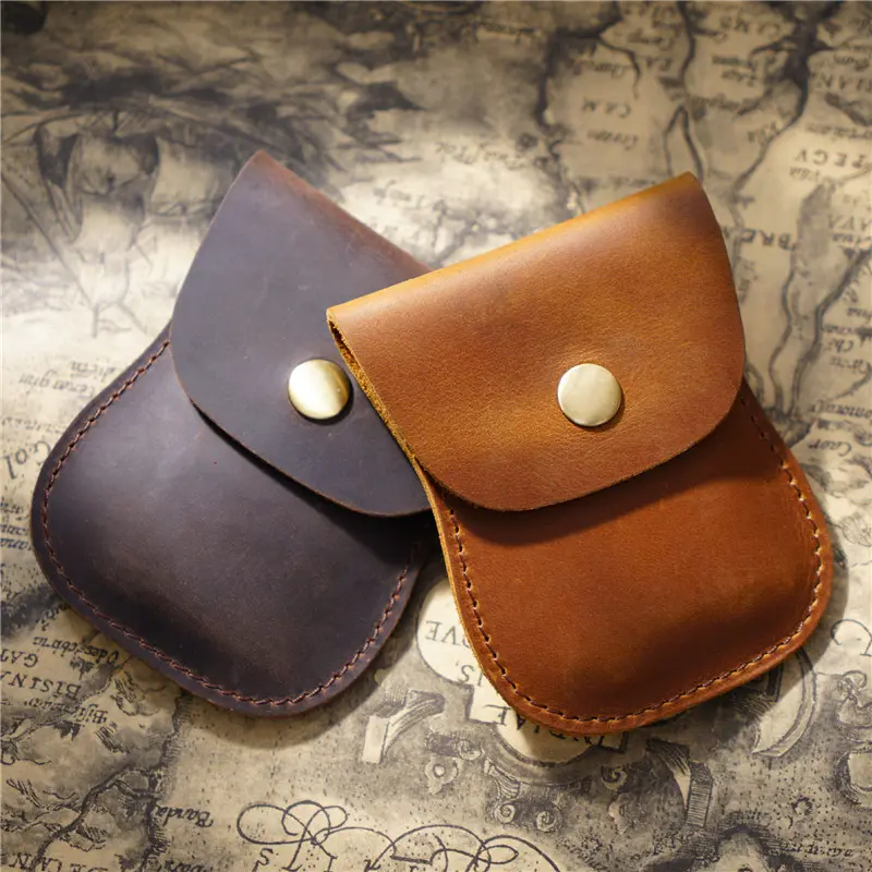 Genuine Leather Vintage Men Women Coin Purse Soft Cowhide Casual Small Wallet Money Bag Credit Card Holder Storage Pocket Pouch