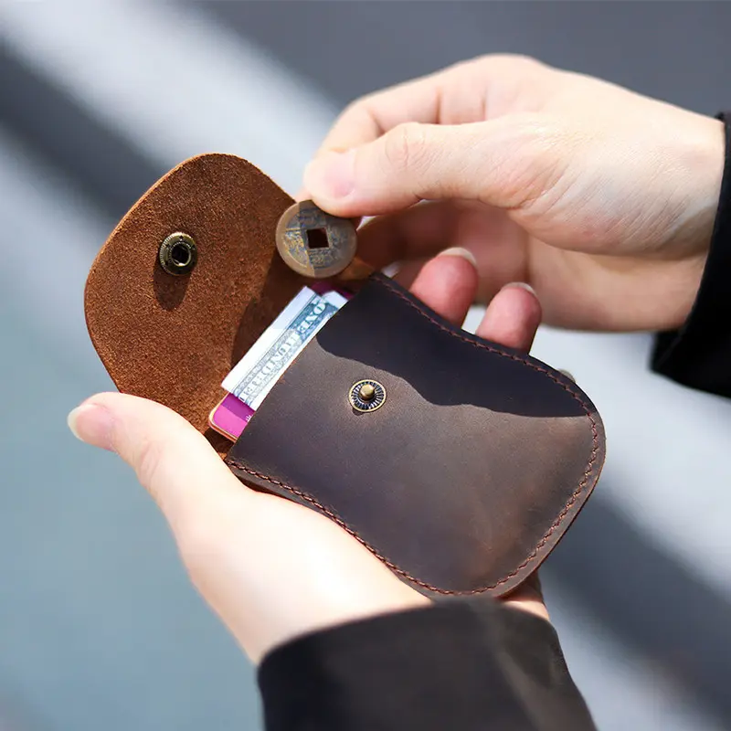 Genuine Leather Vintage Men Women Coin Purse Soft Cowhide Casual Small Wallet Money Bag Credit Card Holder Storage Pocket Pouch