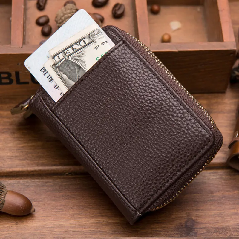 New PU Leather Short Size Organ Zipper Men's Wallet  Fashion Solid Color Men Women Credit Passport Card Bag Casual Coin Wallet