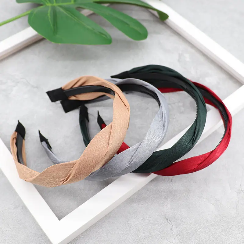 Wide Solid Color Cloth Fashion Hairbands Korean version  Women  Headband Handmade Hair Accessories Fabric Headdress Hair Hoop