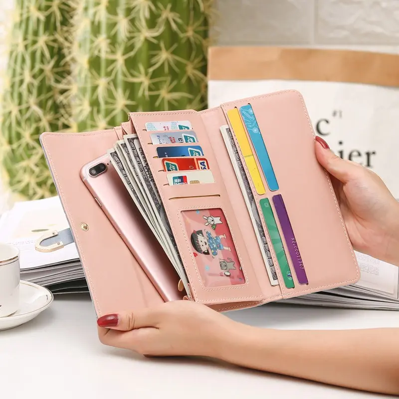 Women Long Plaid Matte Wallet Ladies Coin Purse Large Capacity Phone Pocket Retro Style Multiple Card Holder Female Hasp Clutch