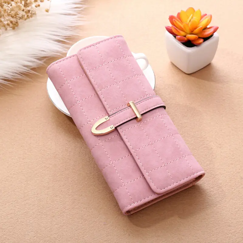 Women Long Plaid Matte Wallet Ladies Coin Purse Large Capacity Phone Pocket Retro Style Multiple Card Holder Female Hasp Clutch