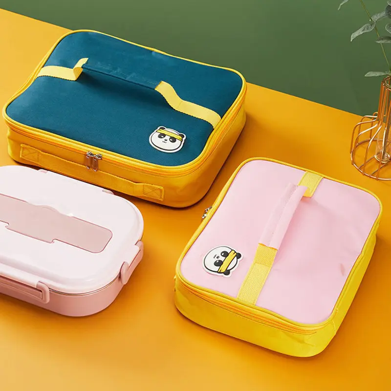 Portable Rectangle Children Thermal Lunch Bag Oxford Cloth Food Bento Cooler Bags for Kids Women Ice Pouch Storage Container