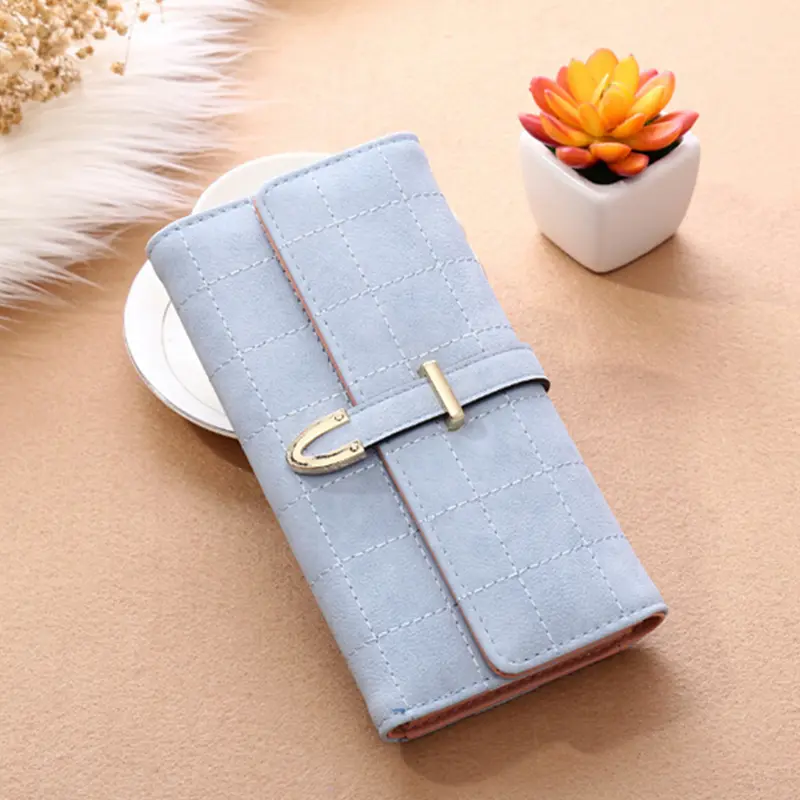 Women Long Plaid Matte Wallet Ladies Coin Purse Large Capacity Phone Pocket Retro Style Multiple Card Holder Female Hasp Clutch