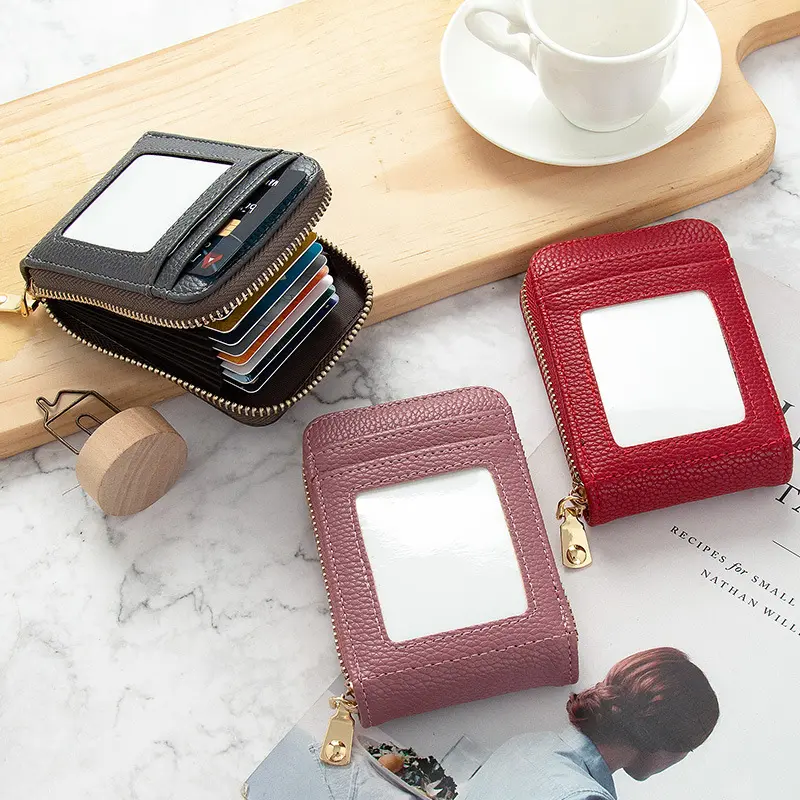 1PC Men Women's Business Card Holder Zipper Pocket Waterproof Small Coin Purse Casual Money Bag Bank Card Organizer Wallet