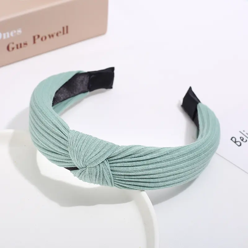 Korean Fashion Solid Color Women Headbands Autumn Winter Wide Cross Knotted Elastic Hair Hoop Girls Elegant Female Headwear