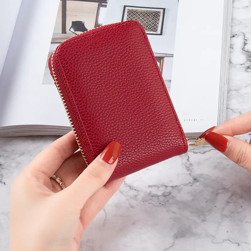 1PC Men Women's Business Card Holder Zipper Pocket Waterproof Small Coin Purse Casual Money Bag Bank Card Organizer Wallet