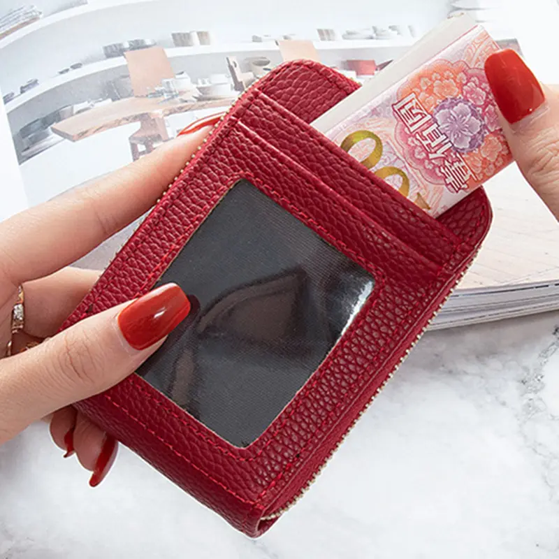 1PC Men Women's Business Card Holder Zipper Pocket Waterproof Small Coin Purse Casual Money Bag Bank Card Organizer Wallet