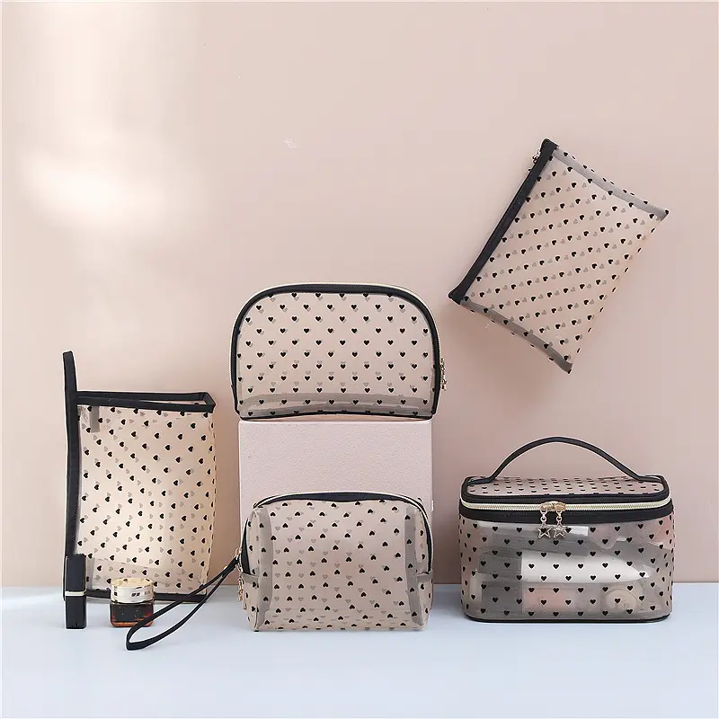 Nylon Mesh Cosmetic Bag Women Zipper Toilet Storage Pouch Bag Multifunctional Travel Makeup Case Organizer Pouch